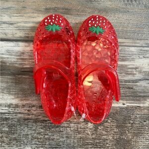 Old Navy Red Jelly Sandals with Green Accent